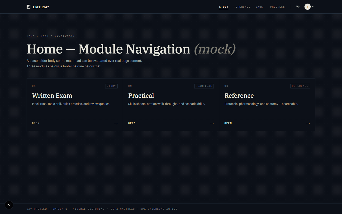 Nav 1 · Minimal Editorial